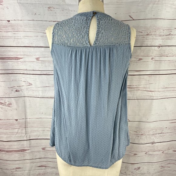 Knox Rose Women's Blue Embroidered Yoke Tank Top Size XS - Picture 5 of 11